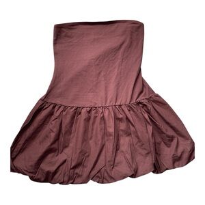 Wild Fable Strapless Bubble Hem Mini Dress Brown Size M NWT